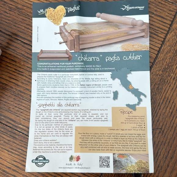 Chitarra Wooden Pasta Cutter - Natural Brown - Made in Italy. - Picture 2 of 4